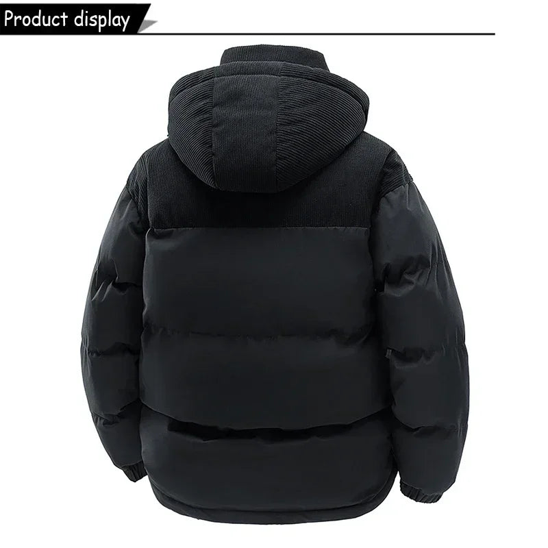 Winter Men Waterproof Windproof Casual Jacket Mens Puffer Hooded Fashion Jacket Man Outdoor Loose Thick Jacket Windbreaker Parka
