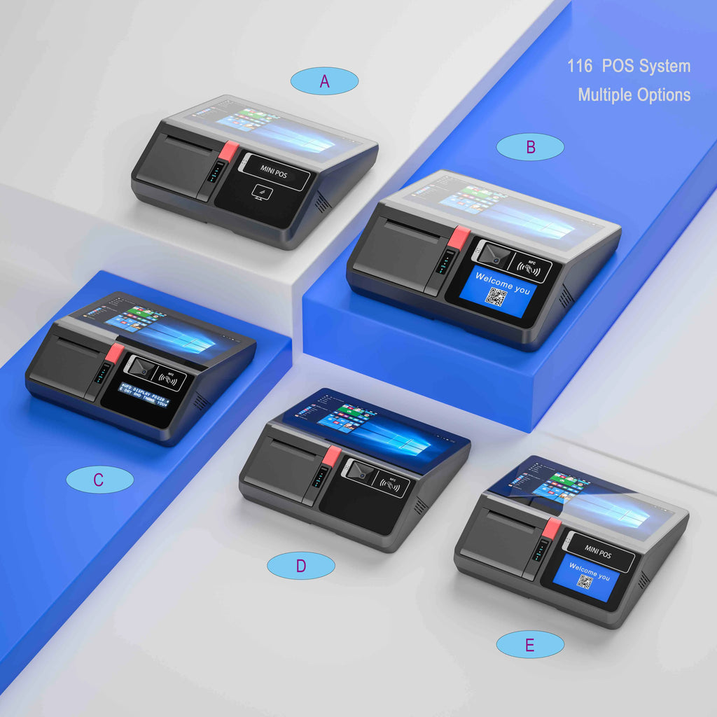 11.6inch Desktop /Wall-mounted Windows & Android Cash Register POS Systems with 80mm Autocutter Thermal Receipt & Label Printer
