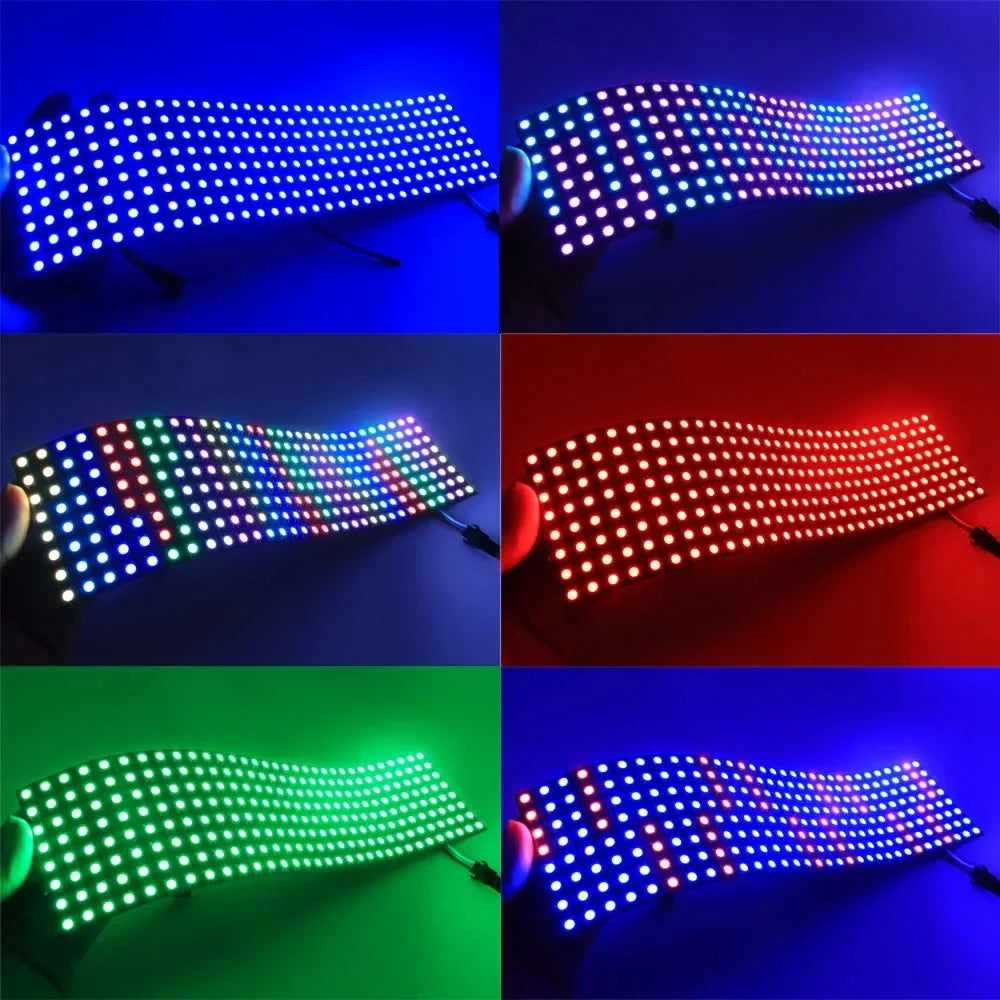 4x12 8x8 16x16 8x32 WS2812 RGBIC Led Digital Matrix Panel Lights WS2812 Flexible Addressable Spliceable Pixel Module Screen DC5V