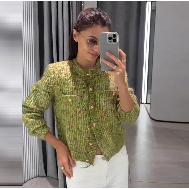 URBANCREW Marled Knit Cardigan — Cropped Casual Layer