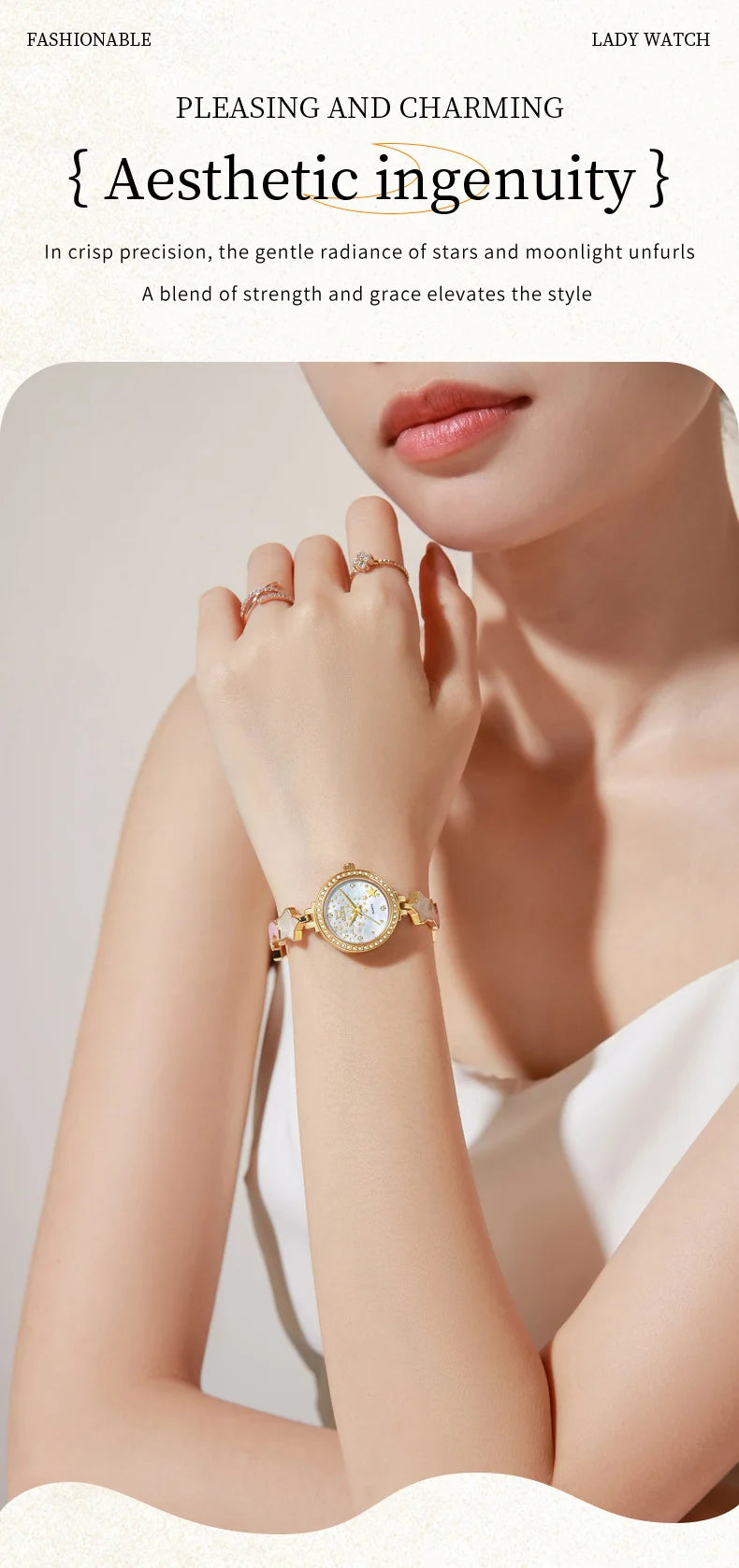 OLEVS Original Quartz Women's Watches Trendy Star Moon Diamond Dial Elegant Ladies Bracelet Wristwatches Luxury Woman Watch 5665