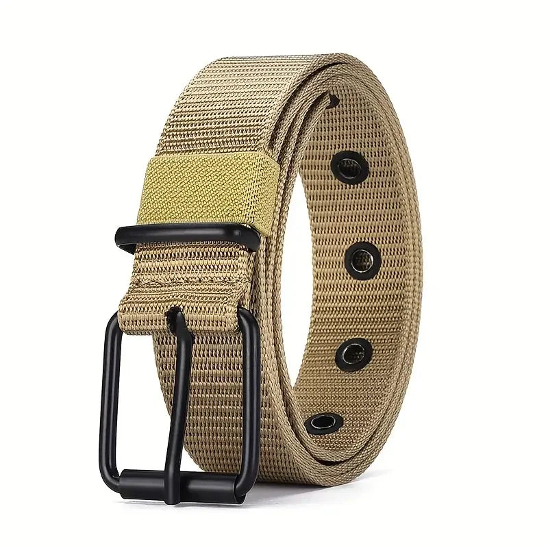 Men's Belt Porous Canvas Pin Buckle Leather Belt Outdoor Sports Belt Women's Trendy Eyelet Belt With Jeans Belt For Men Women