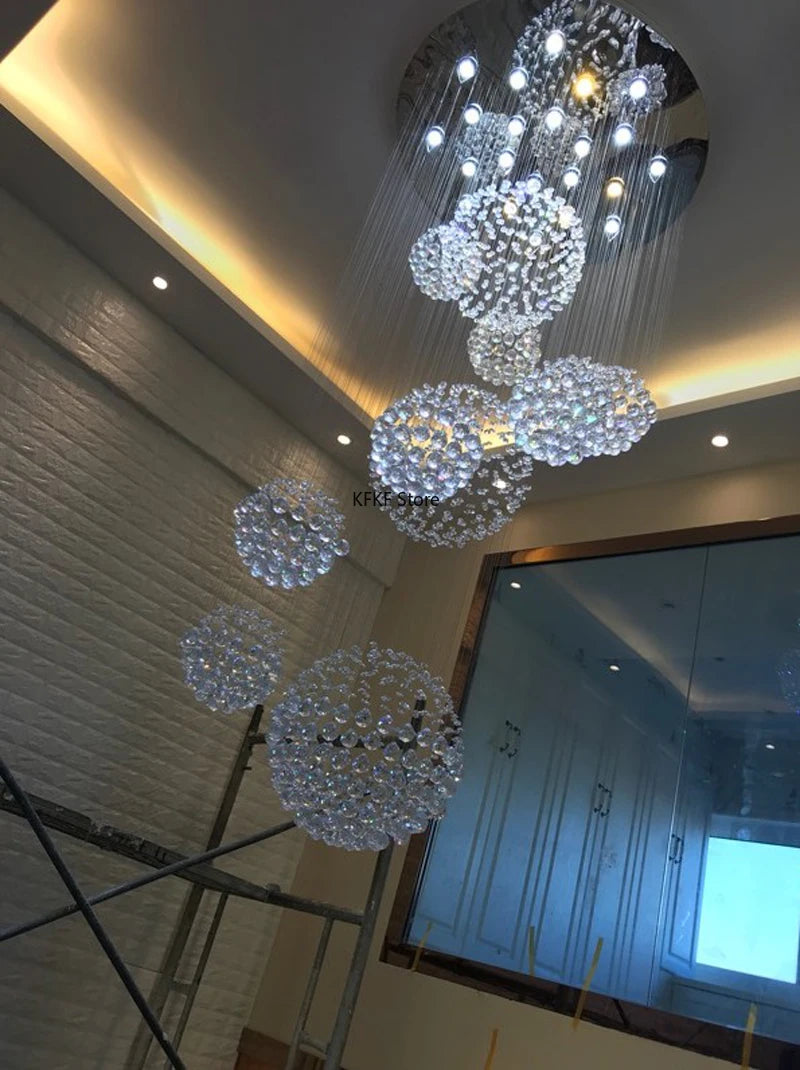 New Modern Crystal Led Chandelier Item Large Villa Salon Ceiling Lights Hotel Kitchen Staircase Living Room Decor Pendant Lamp