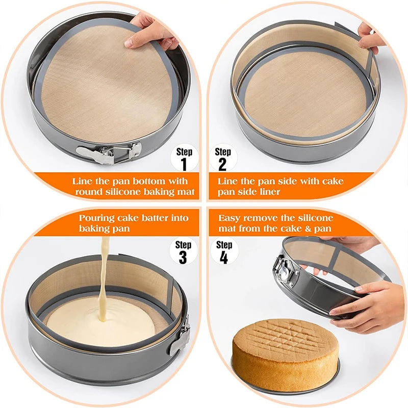 Silicone Baking Mat For 6, 8,10 Inch Cake Pan Heat-resistant Round Baking Mat Silicone Baking Mat For Cake Oven Kitchen Gadgets