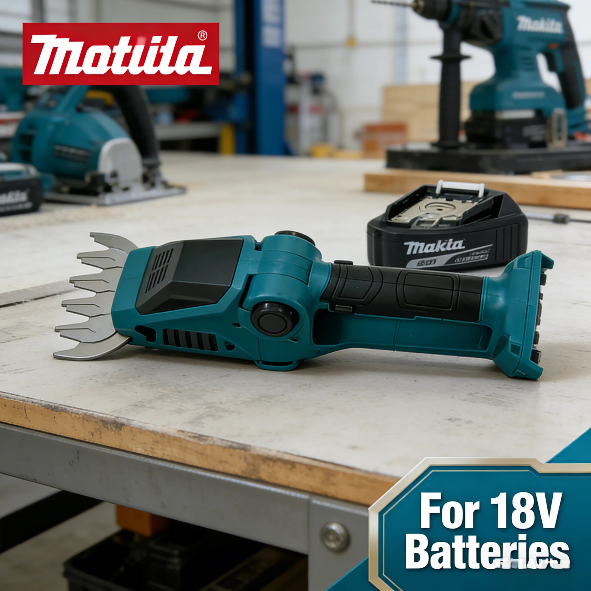 Makita for Garden Cordless Hedge Trimmer 2-in-1 Mini Handheld Electric Grass Shears Operated Shrubbery Trimmer