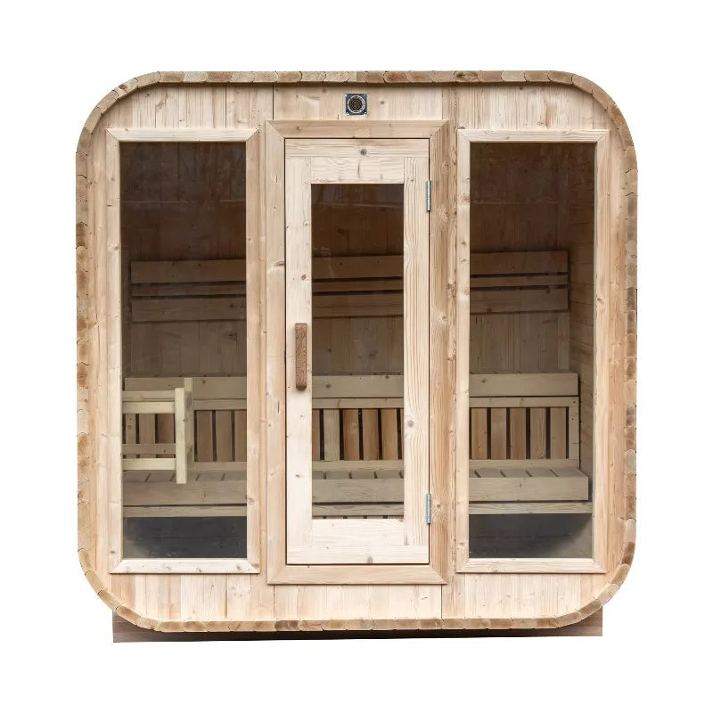 Customized Premium Large Cedar Wood Outdoor Family Spa Sauna, Wet & Dry Type with Panoramic Glass & Lighting