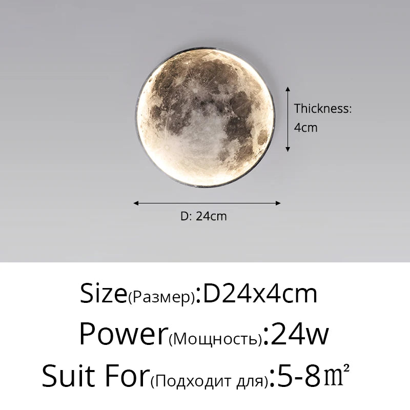 Modern Minimalist LED Moon Wall Lamp Indoor Lighting for Bedroom Background Wall Living ROOM Decorative Bedside Lights