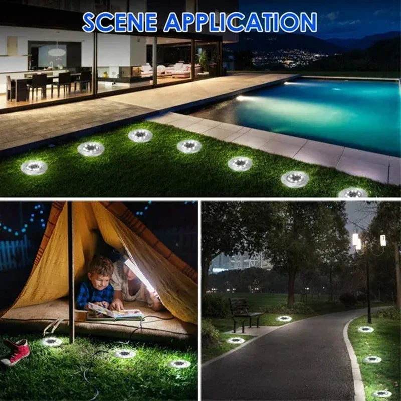 1/4/8Pack Solar Lights Outdoor 8/20LEDs Disk Underground Lamp Spotlight Buried Solar Light for Home Garden Lawn Yard Decoration