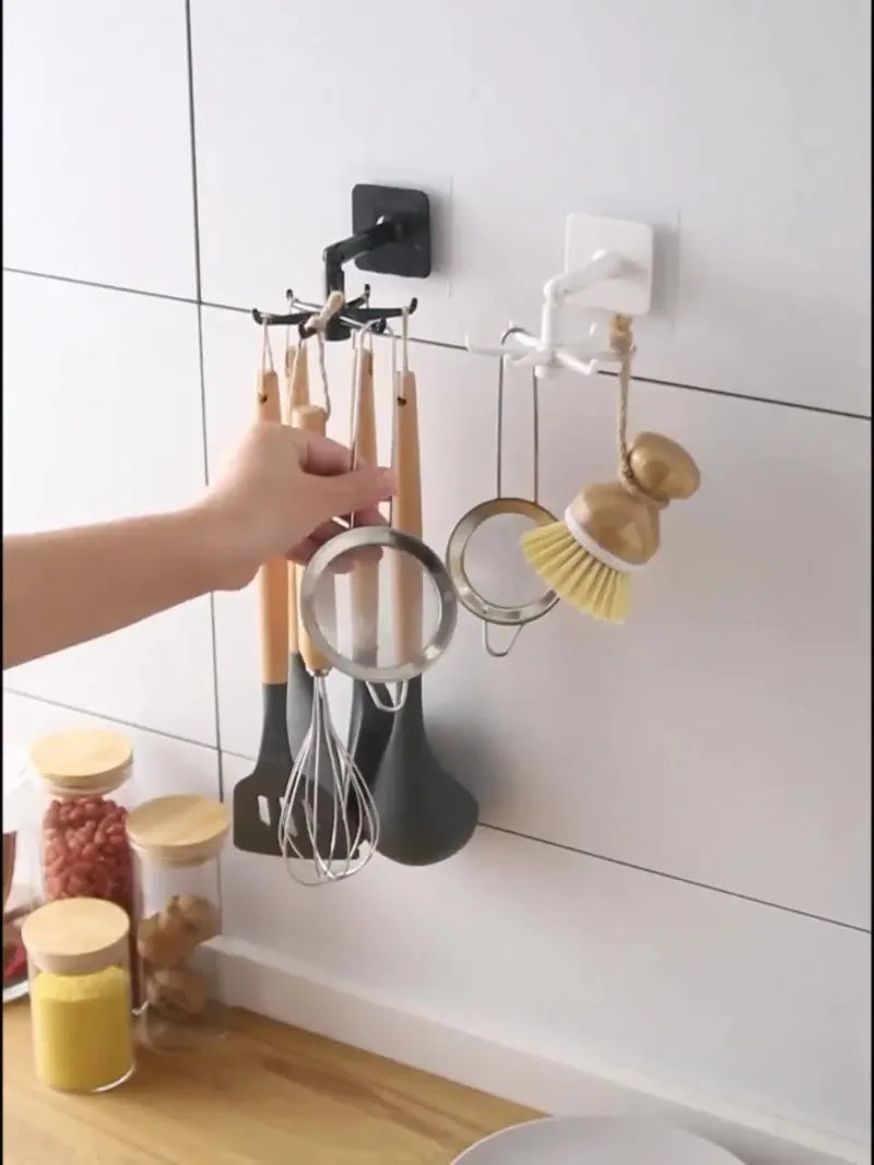 Kitchen Organizer Swivel Hooks Creative Hooks  Hole-free Multifunctional Explosion  Rotatable Dual-Use