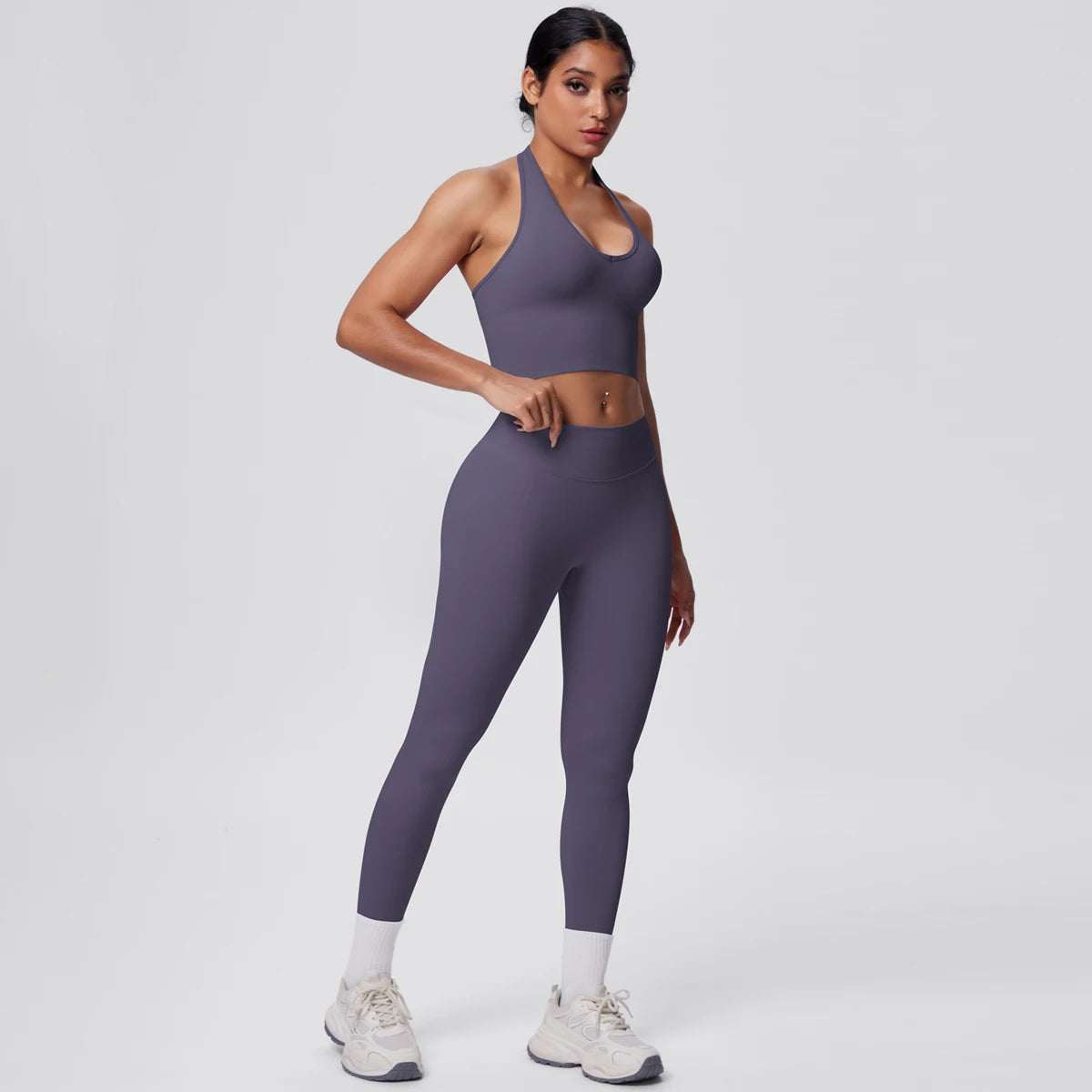Rooftrellen 2PCS/set Women Gym Sports Yoga Set Breathable Shockproof Workout Top Backless Bra Push Up Fitness Pants Yoga Set