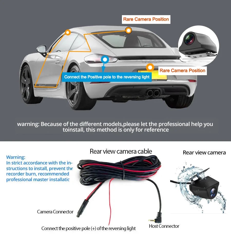 Aprilboy 10'' 4K Mirror Dash Cam Dual Camera with Wireless Carplay Android Auto Parking Assistance Loop Recording Navigation