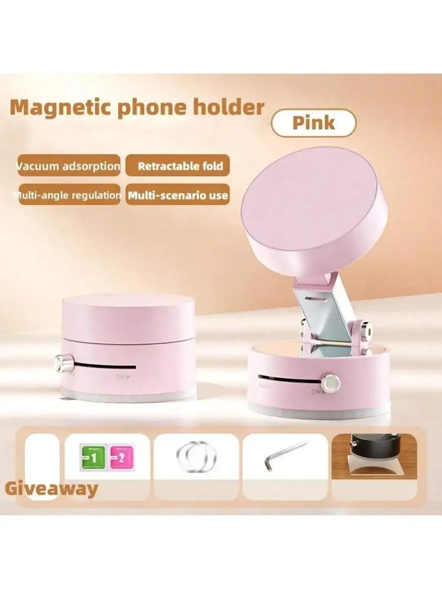 Y330 Foldable Magnetic Vacuum Suction Phone Holder Double Sided Suction Cup Car Bracket Portable Lazy Phone Stand for Home Car ﻿