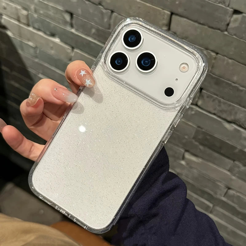 Luxury Glitter Bling Transparent Case For iPhone 18 17 Pro Max 17 Air 11 12 13 14 15 16 Pro Max X XR XS 7 8 Shockproof TPU Cover