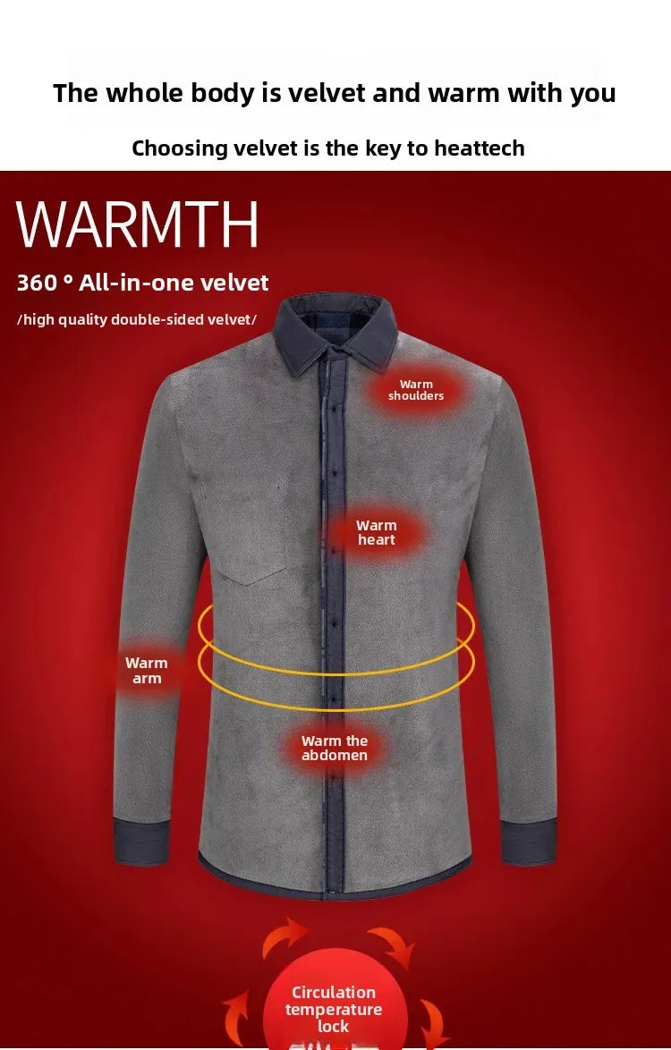 Thickened Fleece Winter Warm Shirt Men's Long Sleeve Plaid Casual Style Dad Clothes Comfortable Breathable Casual Shirt