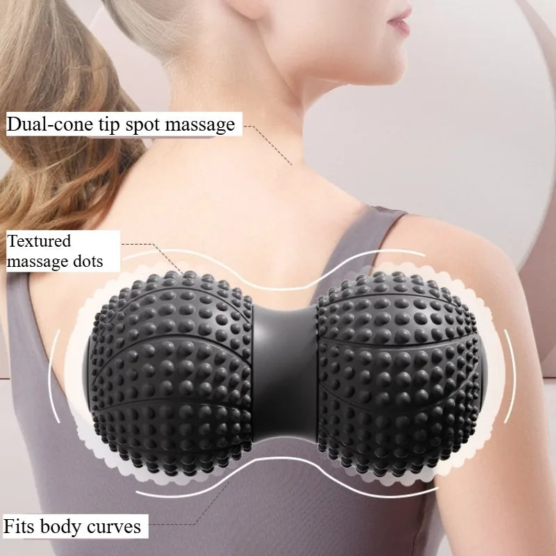 Dual Ball Massage Ball for Spine, Hip, Back & Leg - TPE Material, with Dots, Ideal for Yoga & Fitness, Muscle Relaxation