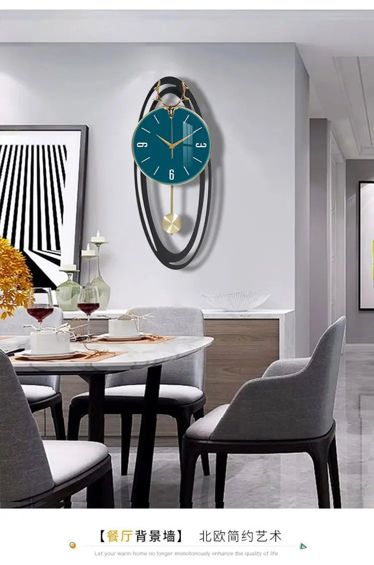 Creative trend home fashion wall hanging clock Modern simple light luxury living room atmosphere hanging clock wall decoration
