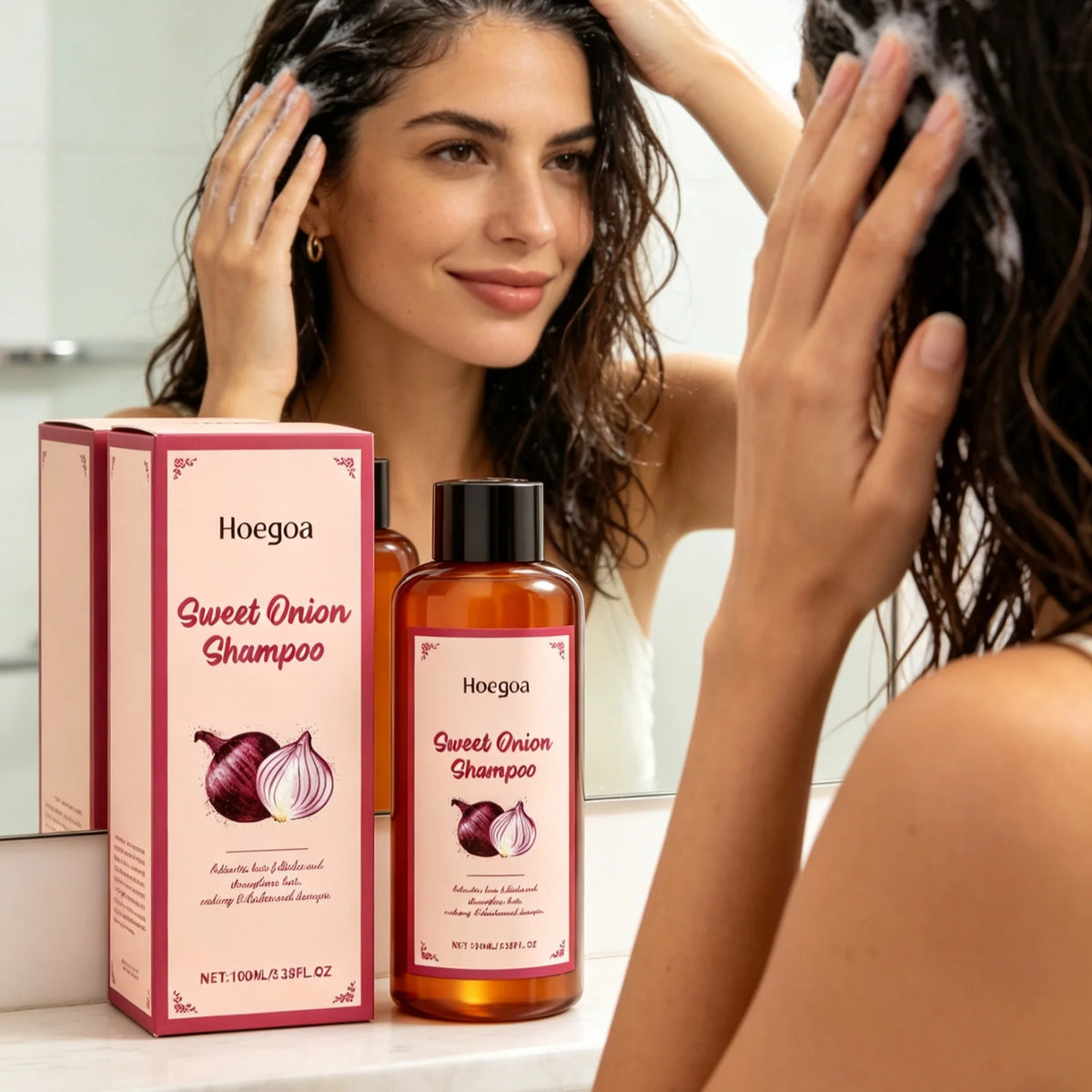 Hoegoa Onion Hair Shampoo Deep Nourishing Hair Soothing Dryness Scalp Repair Split Ends Improve Texture Gentle Cleansing Shampoo