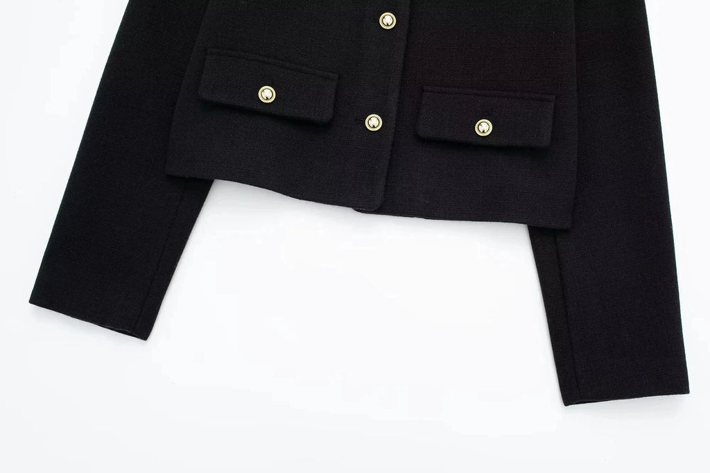 HH Women Vintage Solid Coat Button Long Sleeve O Neck Jacket With Pocket 2024 Spring Elegant Female Casual Outerwear Jakcet