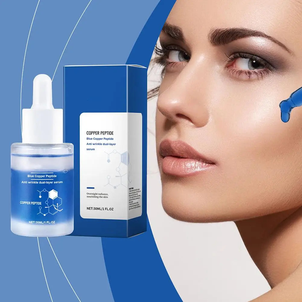 Blue Copper Peptide Face Serum Moisturizing Plumping and Radiant Skin Care Rejuvenation Repair Facial Essence