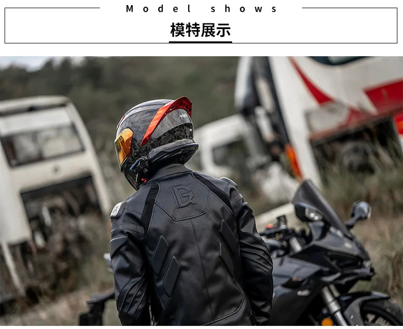 GHOST RACING Winter Motorcycle Jacket Leather Chaqueta Moto Men Waterproof Moto Suit Motorbike Riding Jacket Motocross Jacket