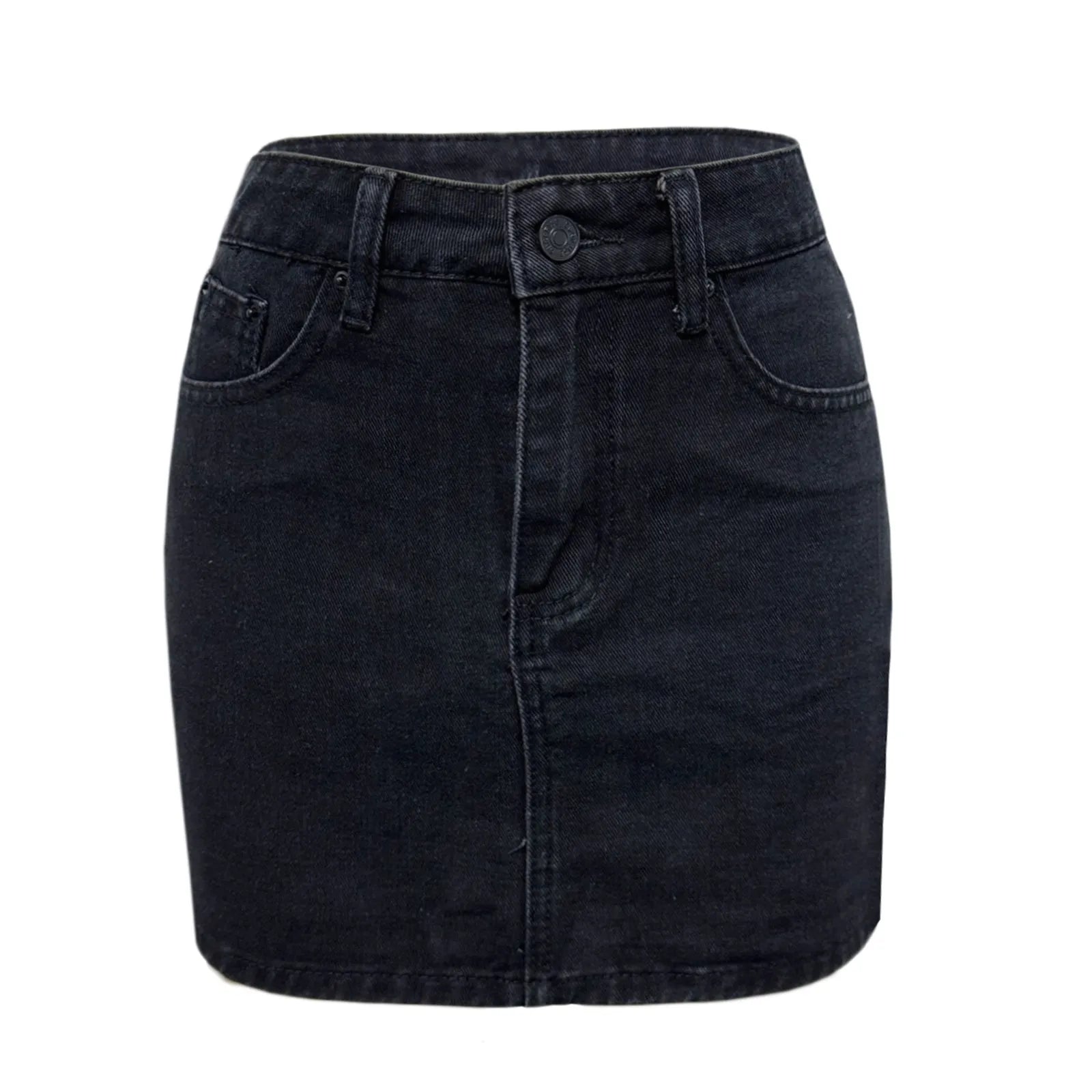 Vintage Denim Mini Skirts for Women Summer Fashion High Waist Straigth Short Faldas Casual Streetwear Classic Jean Skirt