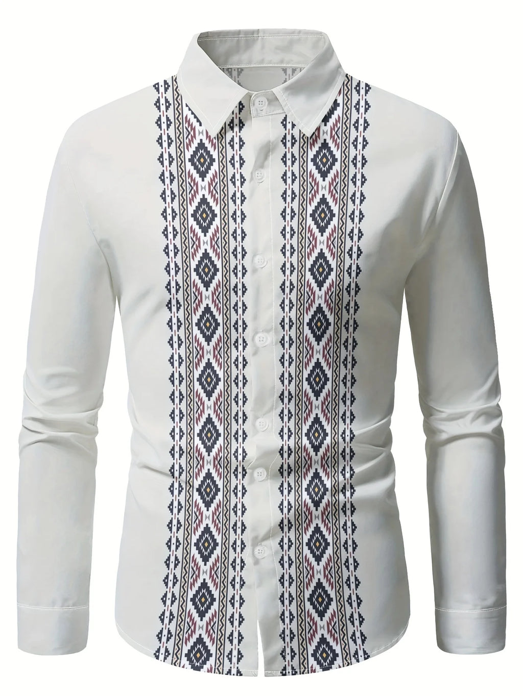 Men's Casual Fashion full sleeve Shirt Breathable Polyester Long Sleeve with Button-Up Collar 3D Print Retro ethnic patterns