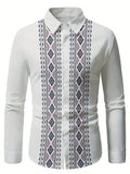 Men's Casual Fashion full sleeve Shirt Breathable Polyester Long Sleeve with Button-Up Collar 3D Print Retro ethnic patterns