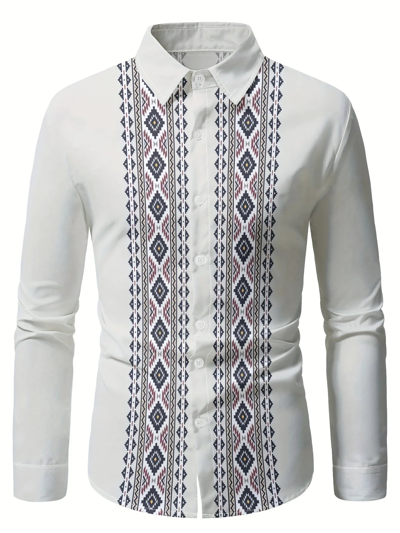 Men's Casual Fashion full sleeve Shirt Breathable Polyester Long Sleeve with Button-Up Collar 3D Print Retro ethnic patterns