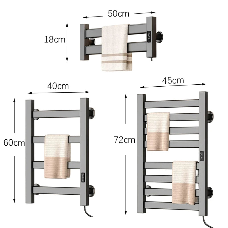 OXG Heated Towel Rack Built-In Timer Bathroom Electric Towel Warmers Wall-Mounted Heated Towel Dryer Bathroom Accessories