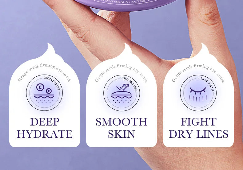 SADOER Grape Eye Mask Anti Wrinkle Dark Circles Removal Eyes Bags Moisturizing Eye Patches Eyes Skin Care 60pcs