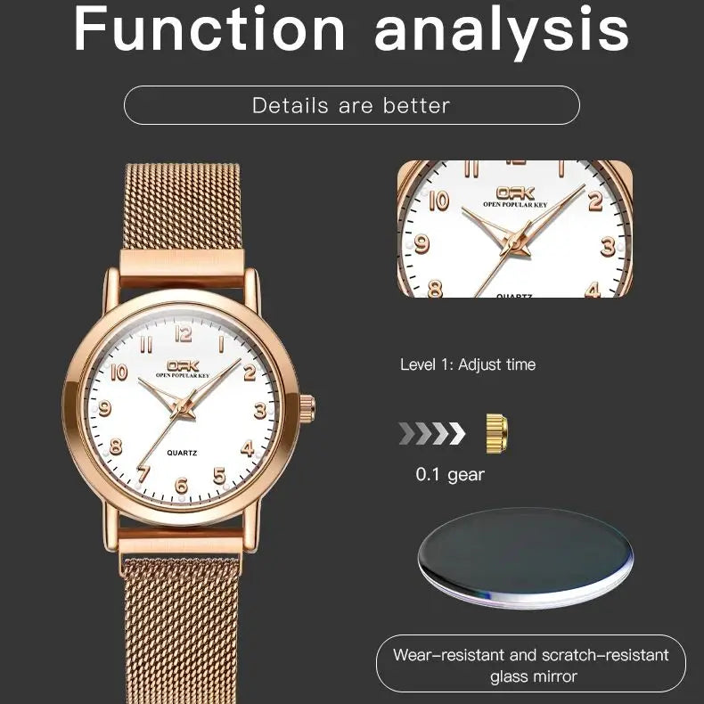 OPK 8115 Women Watch Fashion Business Simple Stainless Steel Mesh Belt Waterproof Luminous Women Watch Elegant Dress Women Watch