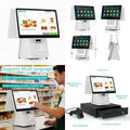 White All-in-One POS System with Touch Screen Windows OS Cash Register Business Management Terminal and Built-in Printer