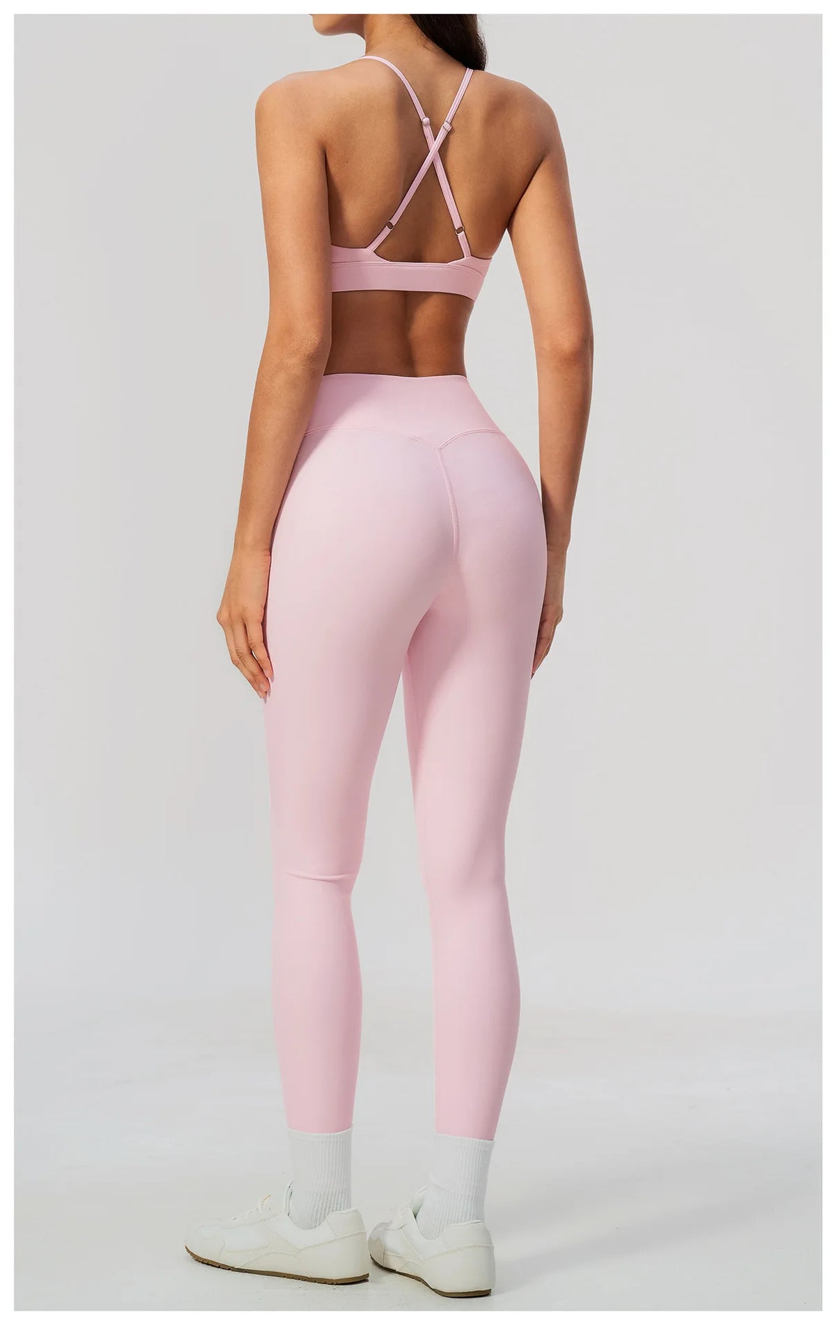 Woman Yoga Set Fitness Suit 2PCS Gym Clothing Running Workout Sportswear Outfit Tracksuit Set V Neck Cross Back High Waist Pants