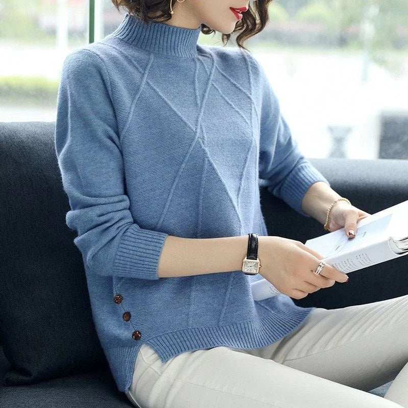 Spring Autumn Winter 2025 New Pullover Sweater Women's Loose Coat Thickened Mother Knitted Bottoming Shirt Female Fashion Tops