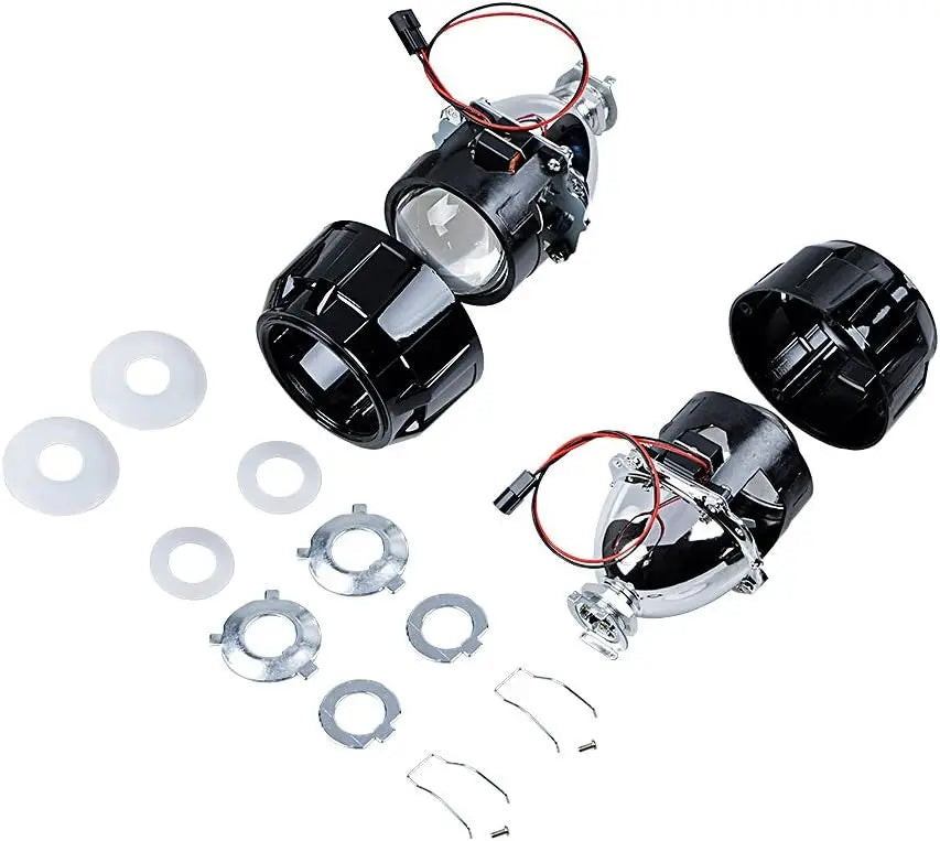 2 Pcs 2.5 inch Bi-Xenon Projector Lens H4 H7 Socket Car Headlight Lenses Use H1 HID Bulb For Retrofit Replacement Auto Headlamp