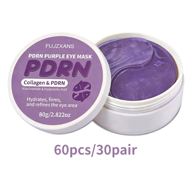 PDRN Eye Mask 60 Patches 30 Pairs, Niacinamide Collagen Under Eye Patches for Dark Circles Puffiness, Brightening Hydrating Skin