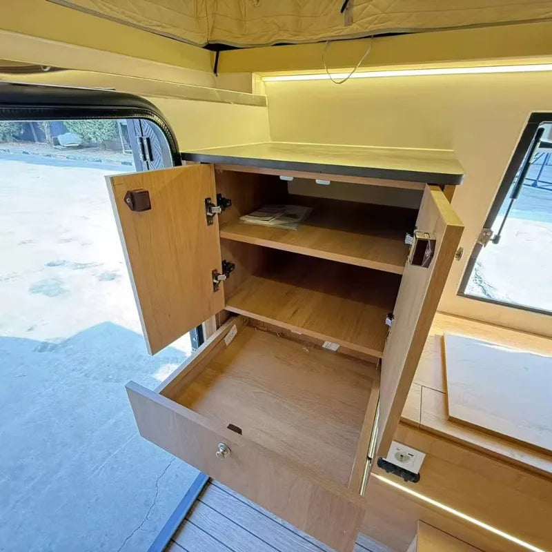 Truck Camping Cabin, Fully Equipped Pop-up Camping Cabin with Shower, Kitchen, Bed, and Storage, Suitable for Outings and Travel