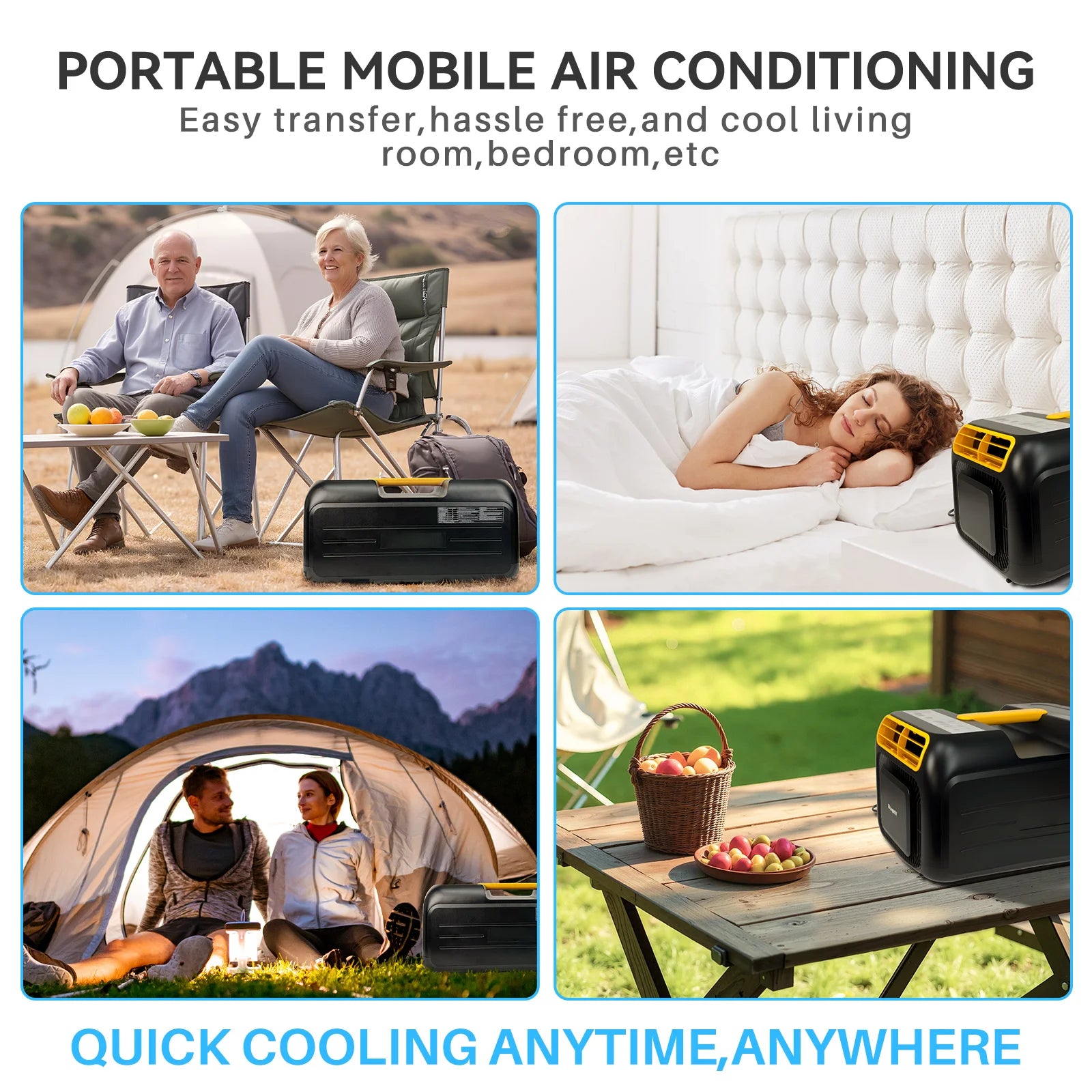 Portable Mini Tent Air Conditioner 220V/110V Camping AC for Outdoor Indoor Car SUV RV Camper & Motorhome Compact Cooling Unit