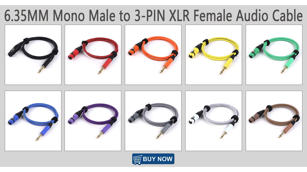 1PC 1/4 Inch (6.35mm) TS Jack to XLR Female/Male Microphone Audio Cable Unbalanced 3Pin XLR to Quarter Inch Mono Plug Mic Cord