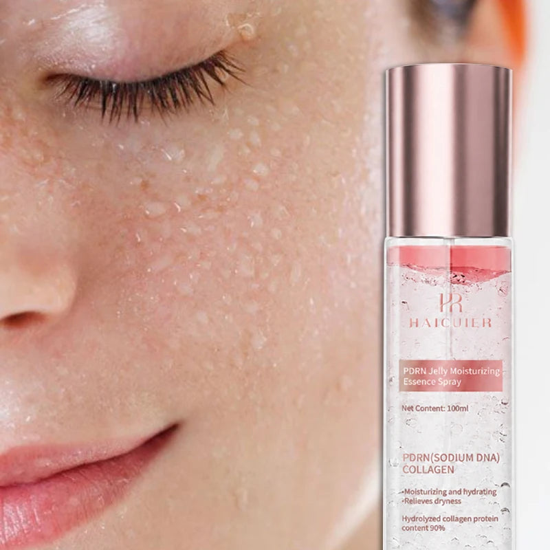 PDRN Vitamin C Jelly Essence Spray 100ml, Niacinamide Collagen Glow Soften Relieve Dryness Pre-makeup Spray Daily Skincare Set