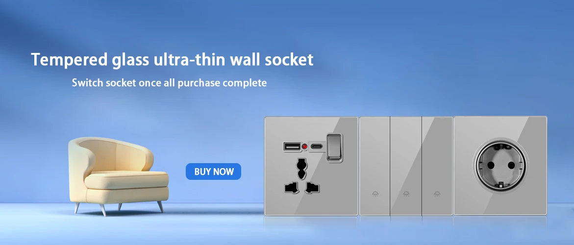 86 Type White Universal Wall Light Switch Tempered Glass EU Korea Electrical Switch 220V 1/2/3/4 Gang 1/2 Way Button Wall Panel