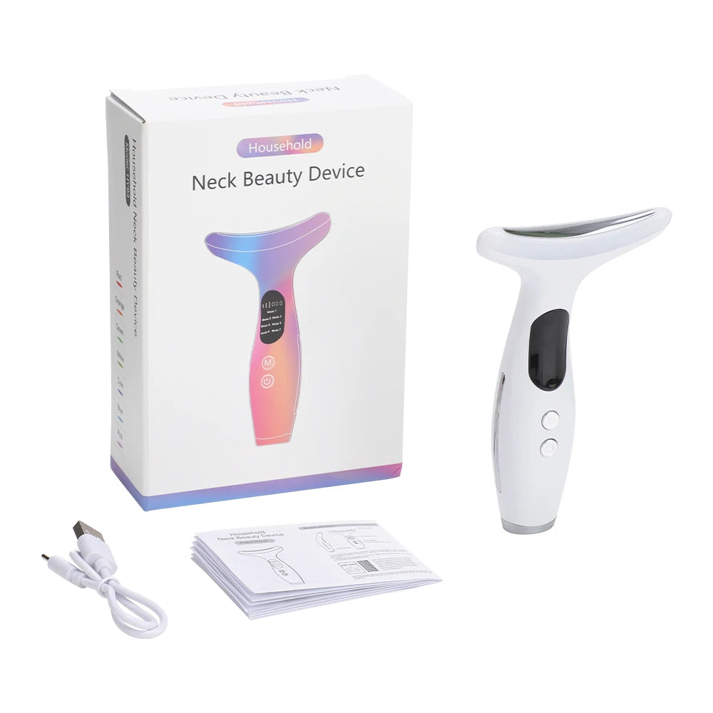  EMS Face Neck Beauty Device 7 Colors LED Light Skin Rejuvenation Tightening Anti Wrinkles Vibration Facial Lifting Massager