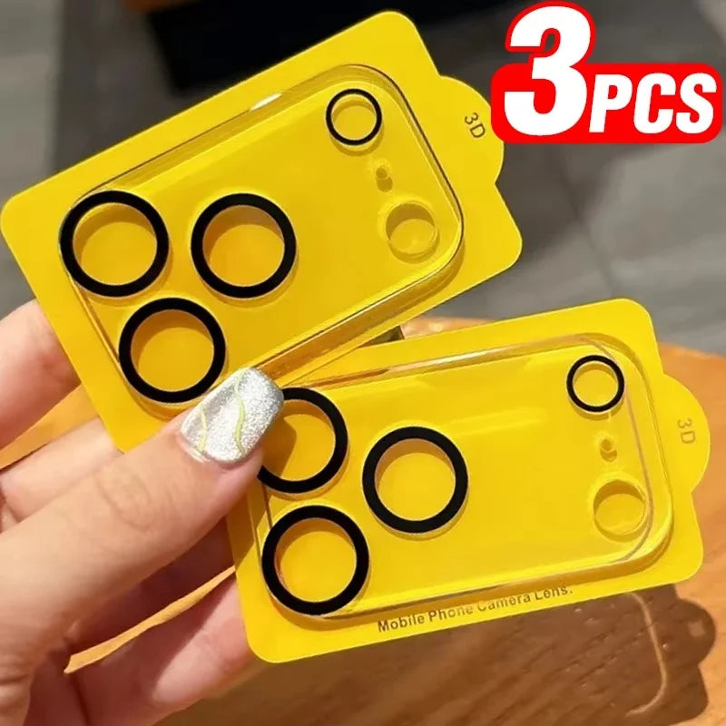 3PCS Integrated Clear HD Shockproof Tempered Glass Camera Lens Protectors for iPhone 18 Pro Max, 17 Air, 16 Pro Max, 15, 14, 13