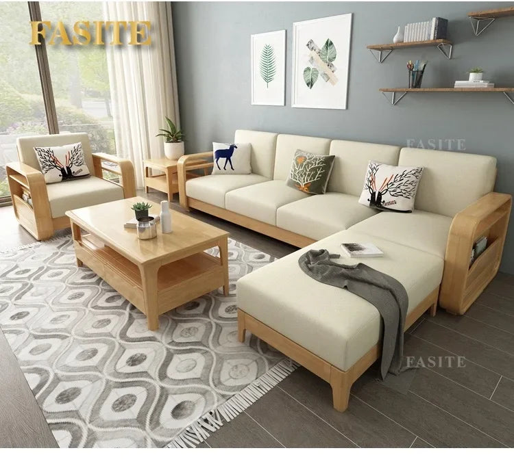 Furniture Nordic Solid WooWooden Living Room Simple sehold Turning Divan Small Apartment
