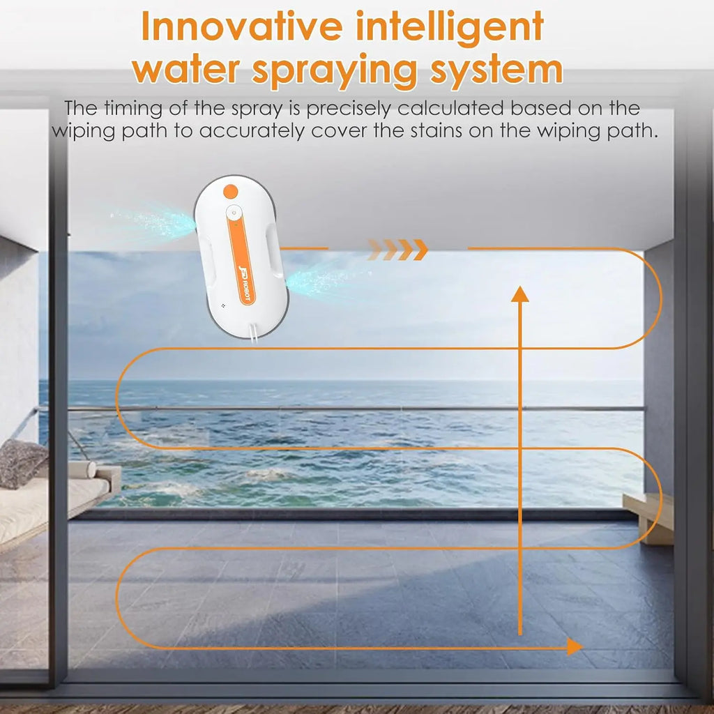 Lite Window Cleaning Robot,5300Pa Window Cleaner Robot with Pressured Wiping Dual Water Spray Close to the Border Wipe Edge