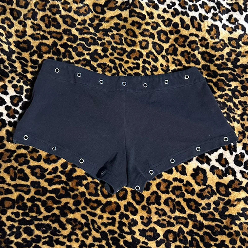 Black Casual Fashion Willow Nail Print Y2K Sexy Slim Fit Versatile Low Waist Gothic Hip-Hop Street Men's and Women's Fashion Emo