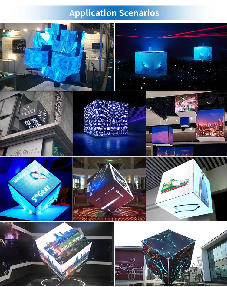 Outdoor Creative Magic Cube Indoor LED Cubes Display Screen Sign Video Wall 90 Degree Corner Cube LED Display Screen