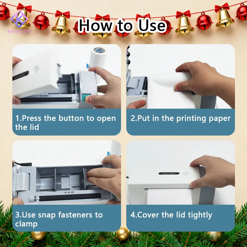 KAYSION Thermal Shipping Label Printer Portable Printer for 4x6 Mailing Packages Printing USB/WIFI/BT Connection