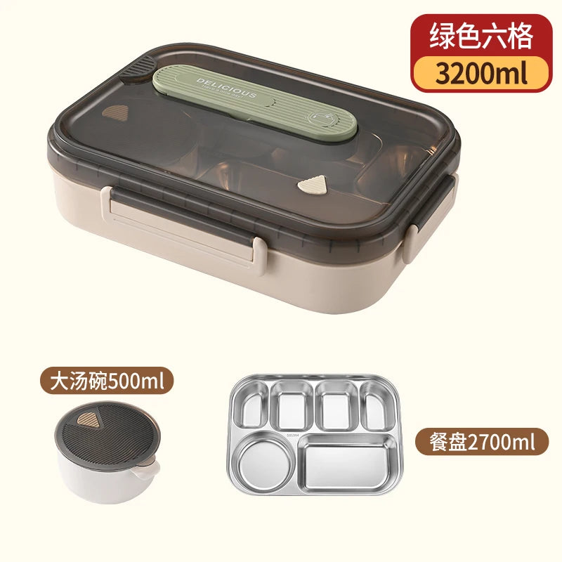 Portable Insulated Stainless Steel Lunch Box for Office Workers And Students Sealed Bento with Microwave Heating Food Container