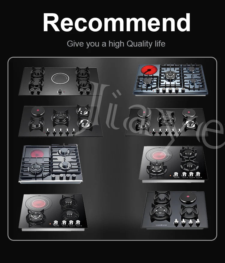 Home Kitchen Cooking Appliances 5 Burner Built in Gas Stove Cooker With Glass Top Gas and Electric Hob